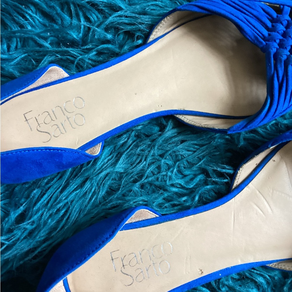 Franco Sarto Royal Blue Woven Suede Flats - Picture 2 of 7